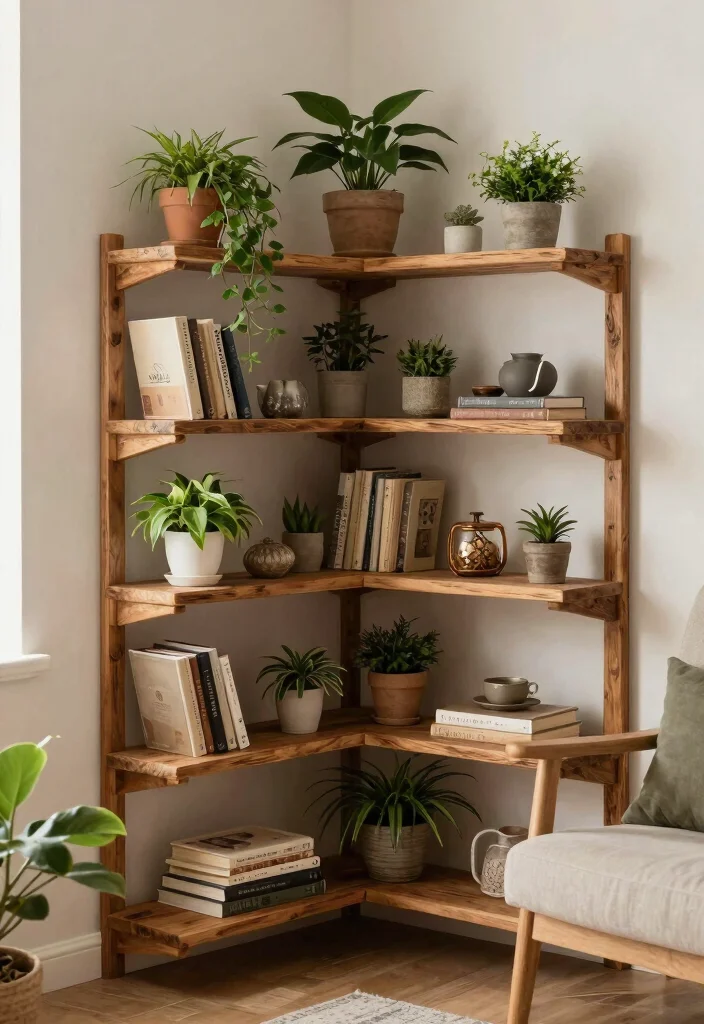 21 Beautiful Wall Shelf Display Ideas for a Rustic Farmhouse Vibe 9. Corner Shelf Displays