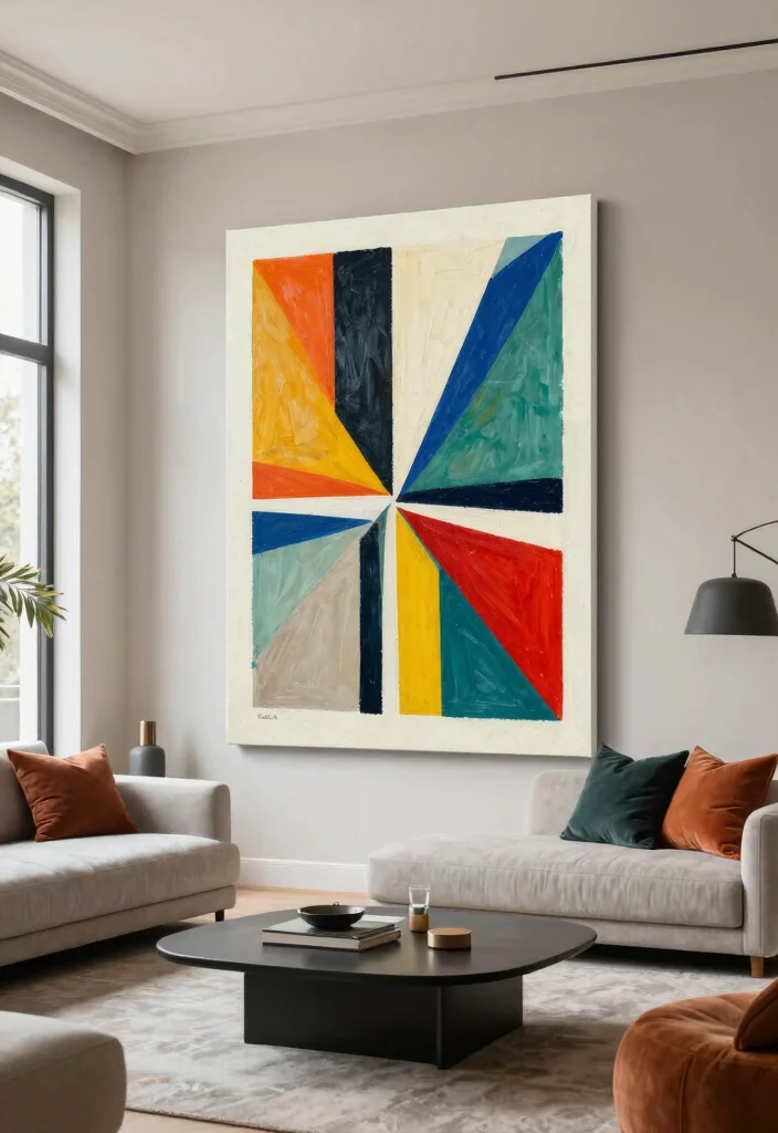 10 Best Large Wall Art Ideas for Your Living Room 1. Bold Geometric Patterns 0