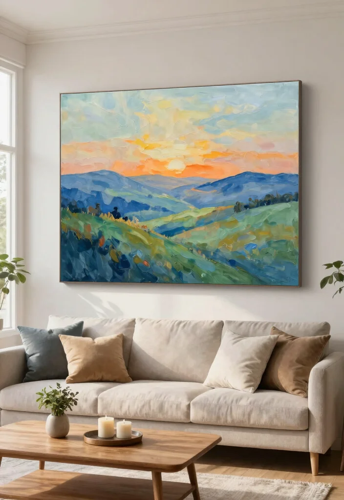 10 Best Large Wall Art Ideas for Your Living Room 2. Large Abstract Landscapes 0
