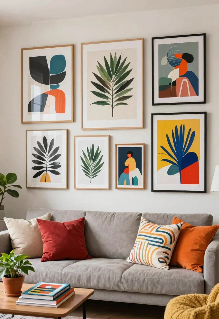 10 Best Large Wall Art Ideas for Your Living Room 4. Collage of Oversized Prints 0