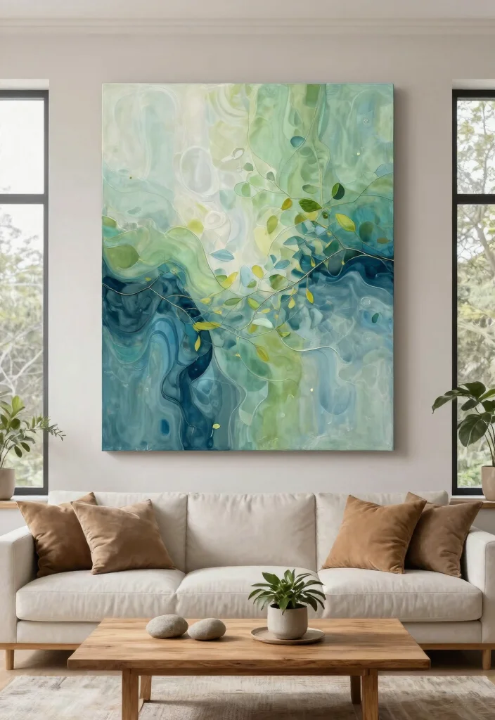 10 Best Large Wall Art Ideas for Your Living Room 5. Nature Inspired Abstracts 0