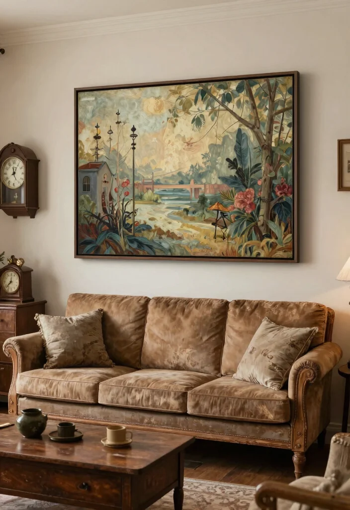 10 Best Large Wall Art Ideas for Your Living Room 6. Vintage Inspired Art Pieces 0