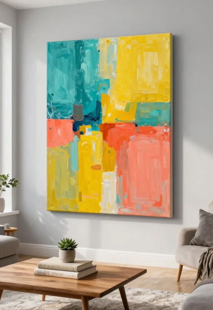 10 Best Large Wall Art Ideas to Make a Huge Impact 2. Oversized Canvas Art Featuring Bold Colors 0