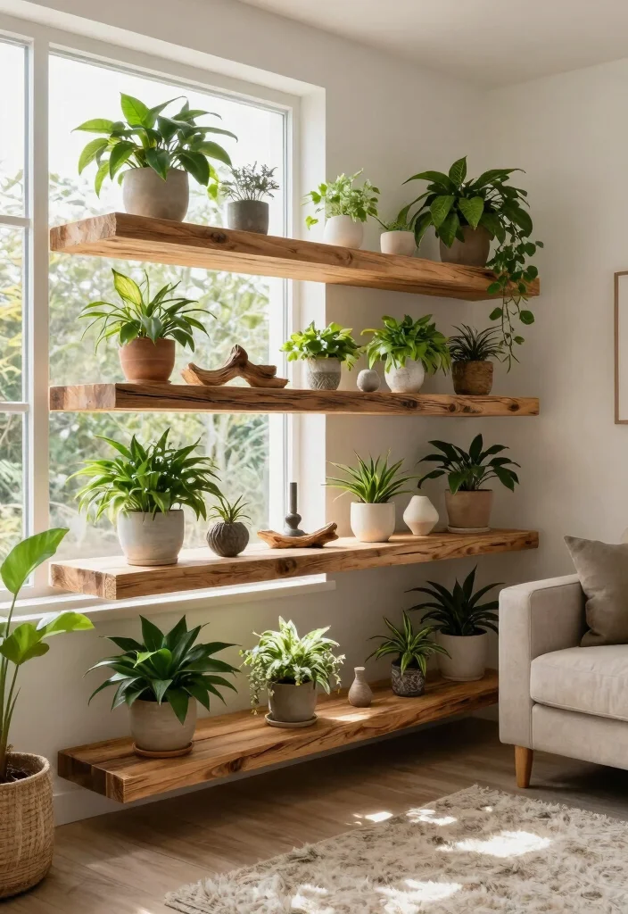 10 Large Wall Decor Living Room Floating Shelves Shelf Ideas 2. Nature Inspired Shelving 0