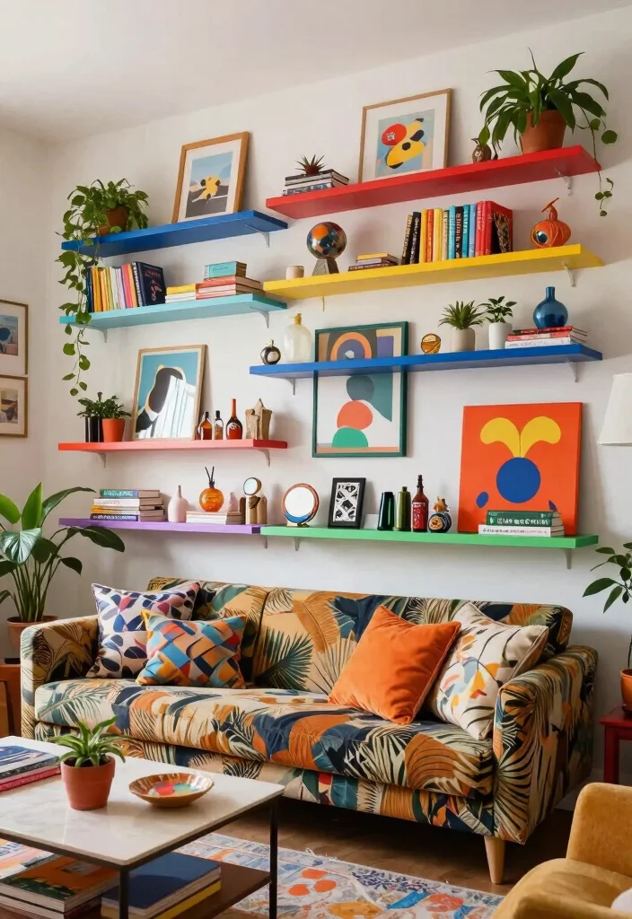 10 Large Wall Decor Living Room Floating Shelves Shelf Ideas 3. Eclectic Mix and Match 0