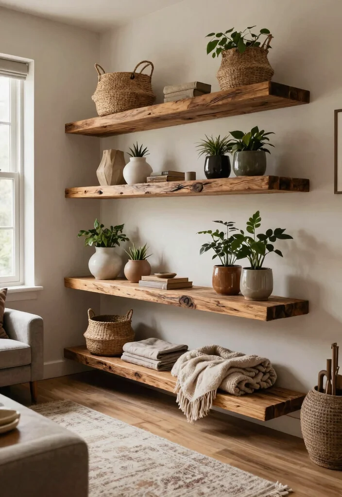 10 Large Wall Decor Living Room Floating Shelves Shelf Ideas 6. Textures Galore 0