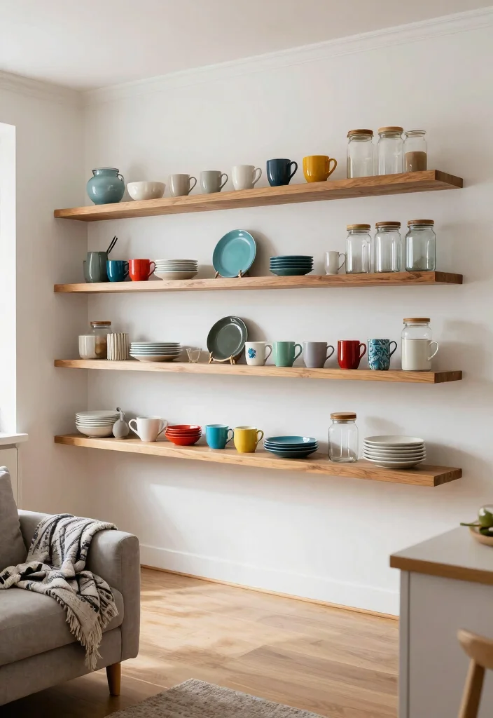 10 Large Wall Decor Living Room Floating Shelves Shelf Ideas 8. Open Shelving for Kitchenware Display 0