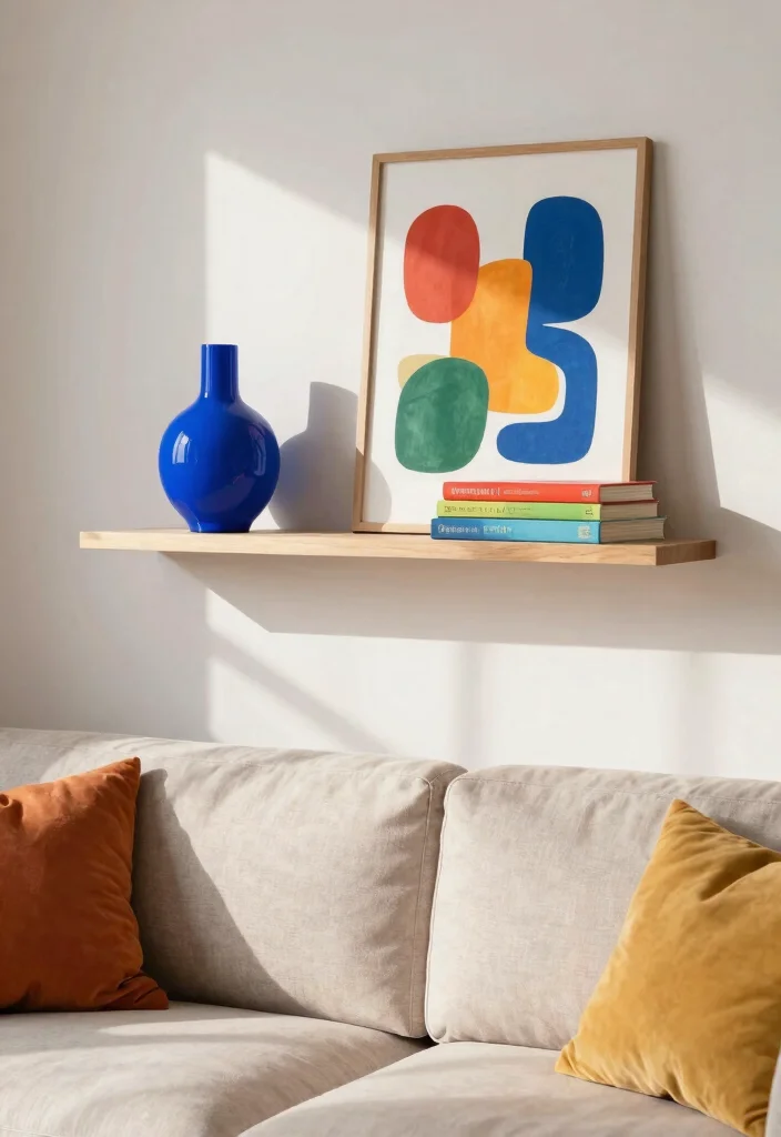 10 Living Room Wall Decor Over Couch Floating Shelves Shelf Ideas 7. Colorful Accents 0