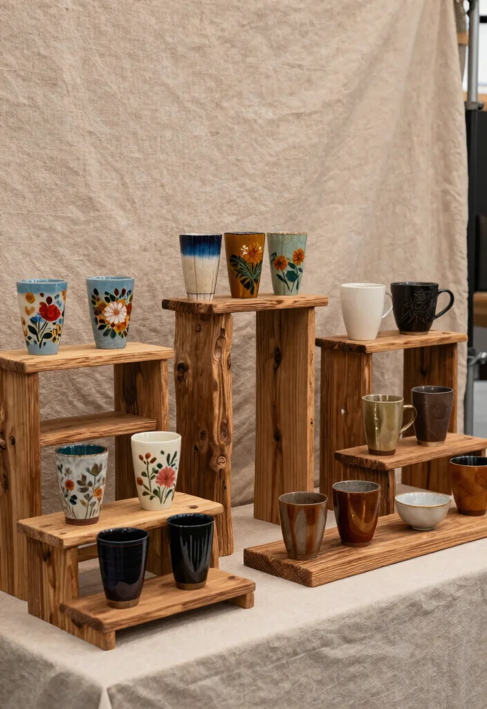 11 Beautiful Tumbler Display Ideas for Craft Shows Eco Friendly Home Decor 1. Rustic Wooden Stands 0