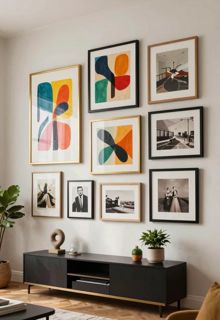 11 Best Wall Art Designs Living Room Focal Points 2. Framed Art Collages 0