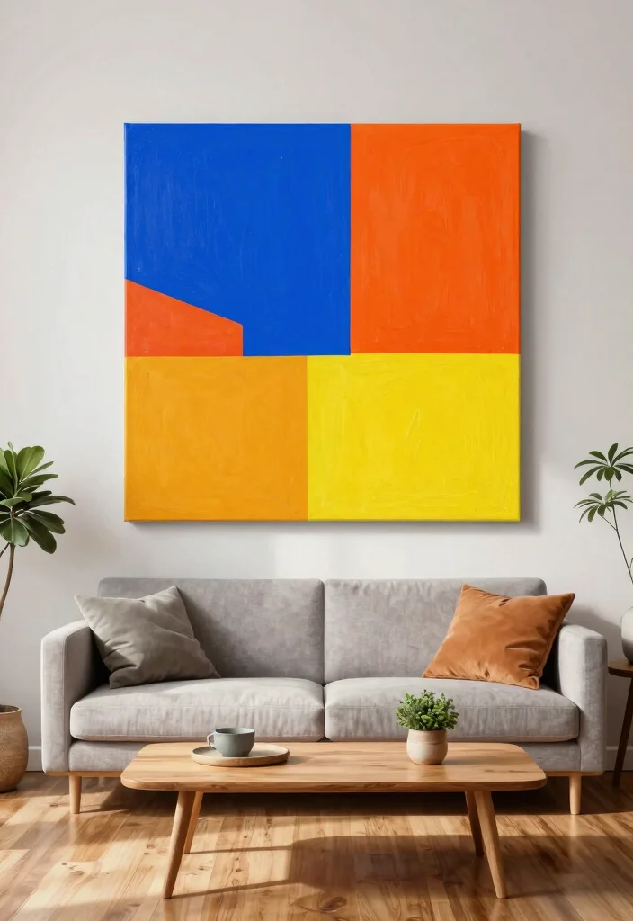 11 Best Wall Art Painting Ideas for Creative Canvas Arts 1. Bold Geometric Shapes in Bright Colors 0