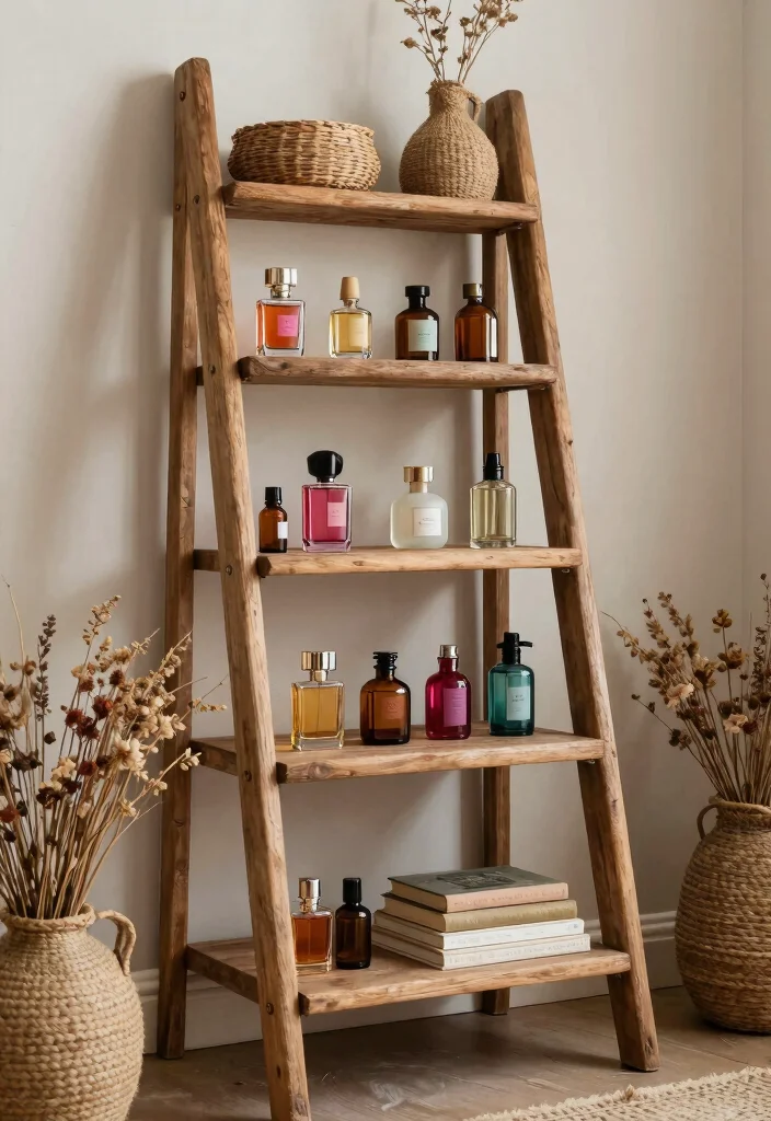 11 Chic Perfume Shelf Ideas Wall Shelves Display 2 11 Chic Perfume Shelf Ideas Wall Shelves Display 2. Vintage Ladder Shelf for Boho Vibes 0