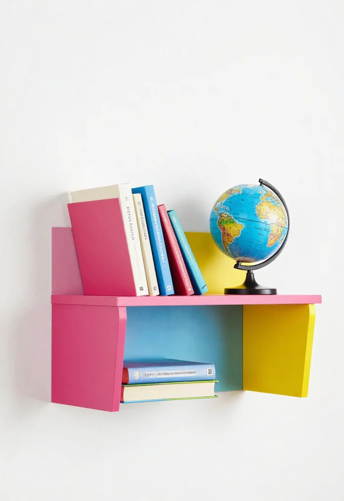 11 Clever Wall Shelf Painting Ideas for a Pop of Color 2. Geometric Patterns 0