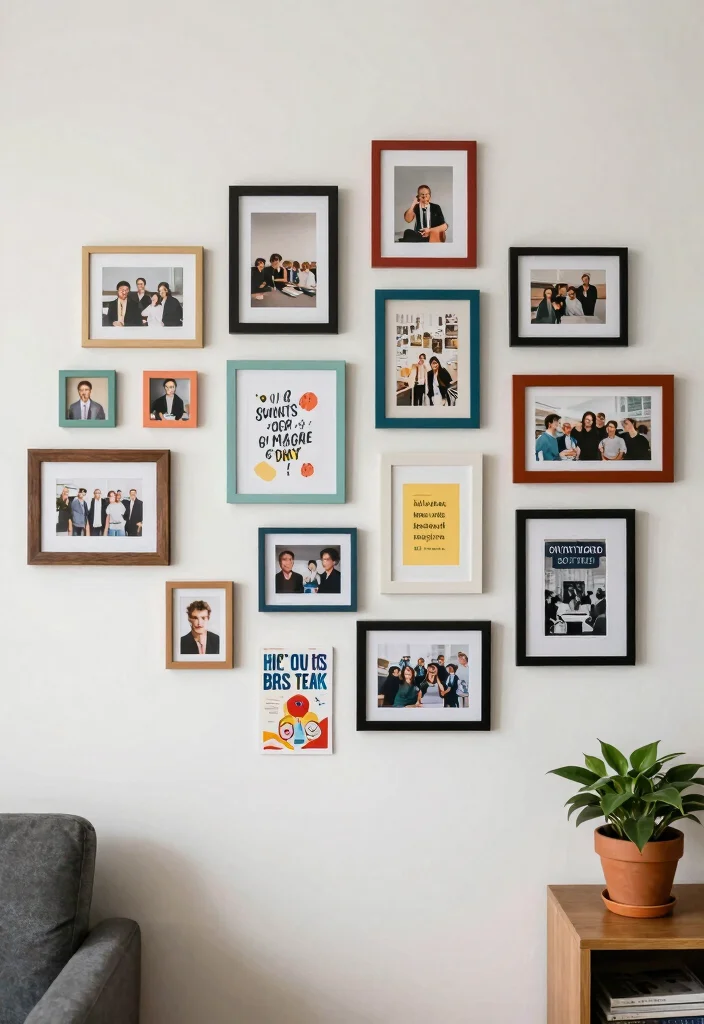 11 College Apartment Living Room Decorating Ideas Wall Art 1. Gallery Wall of Memories 0