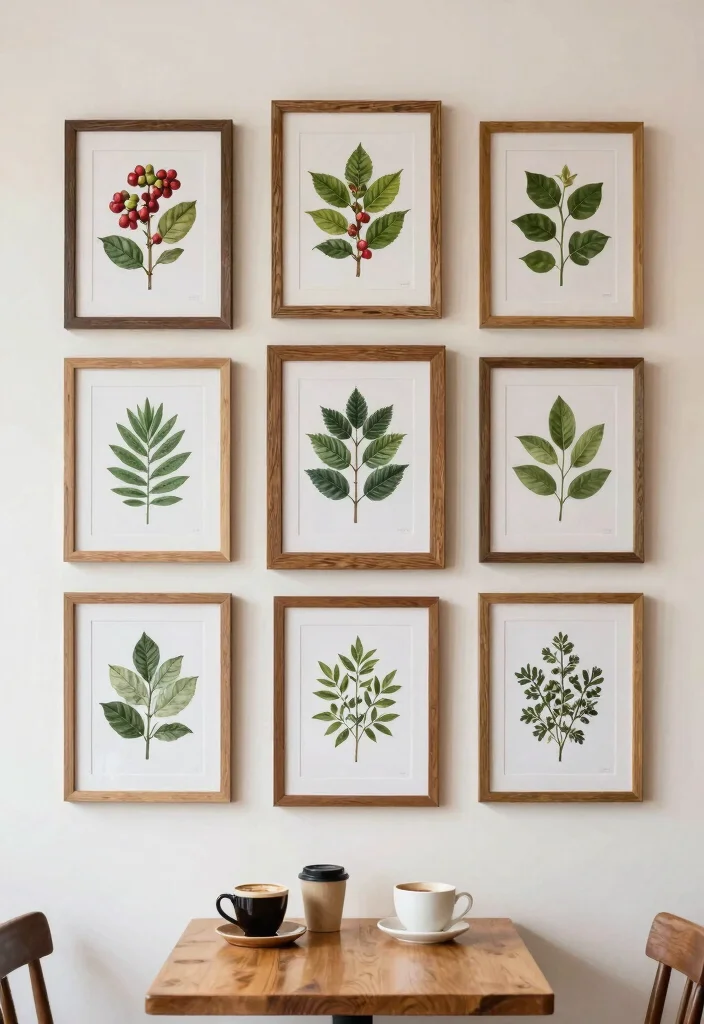 11 Cozy Cafe Decor Ideas Wall Art Bringing the Coffee Shop Vibe Home 6. Botanical Prints 0