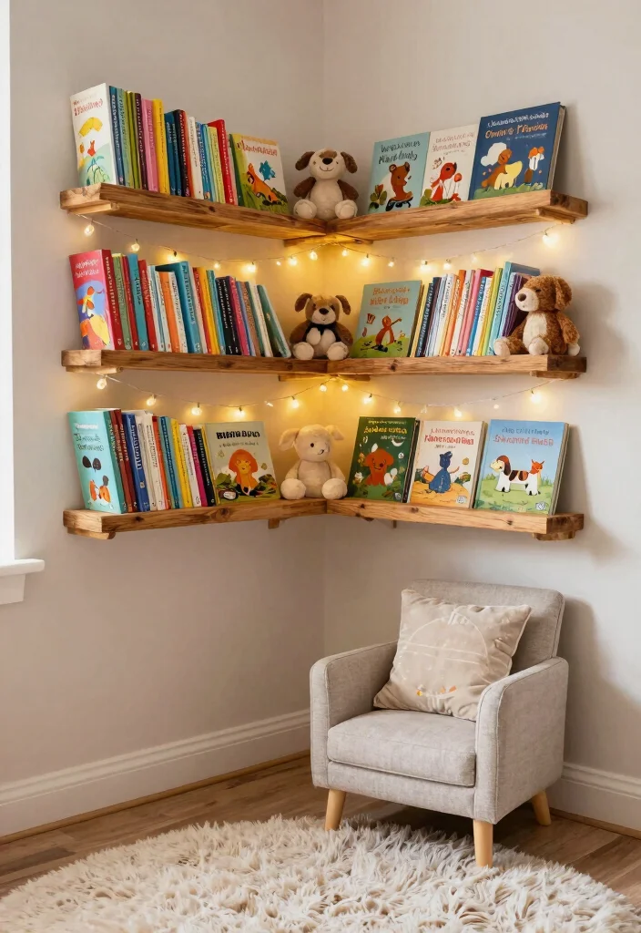 11 Cute Nursery Book Shelf Wall Ideas Kids Room 2. Book Nook Corner 0