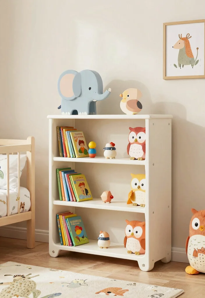 11 Cute Nursery Book Shelf Wall Ideas Kids Room 8. Playful Animal Shelves 0