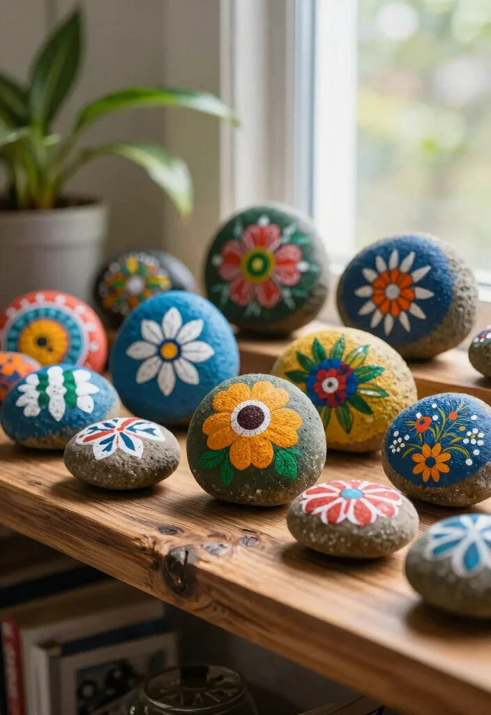 11 Easy DIY Home Decor Cheap Homemade Wall Art Craft Ideas 10. Painted Rock Art 0