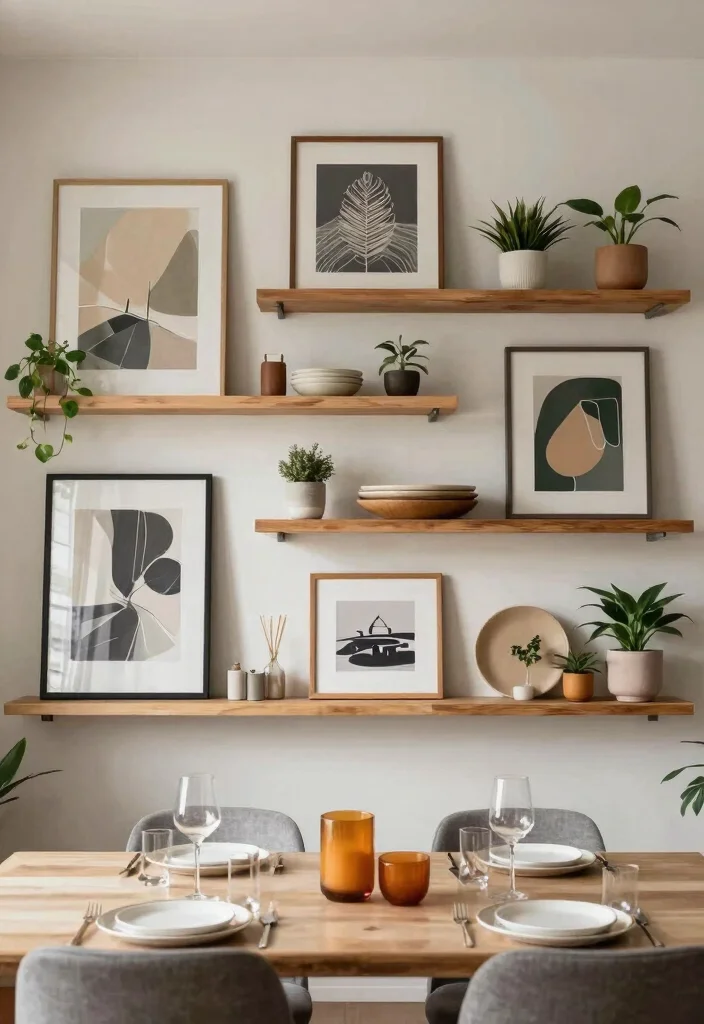 11 Elegant Dining Room Wall Art Ideas Dinner Vibes 10. Artistic Shelving Displays 0
