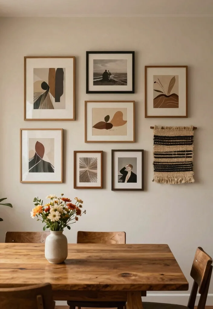 11 Elegant Dining Room Wall Art Ideas Dinner Vibes 2. Gallery Wall with a Boho Twist 0