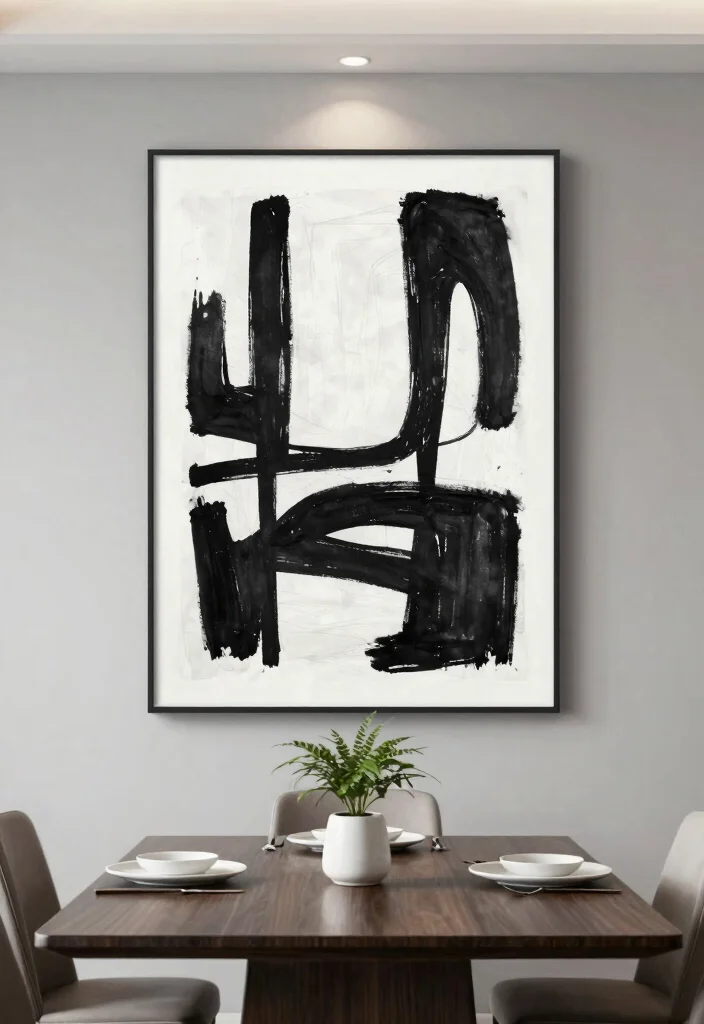 11 Elegant Dining Room Wall Art Ideas Dinner Vibes 3. Minimalist Black and White Art 0