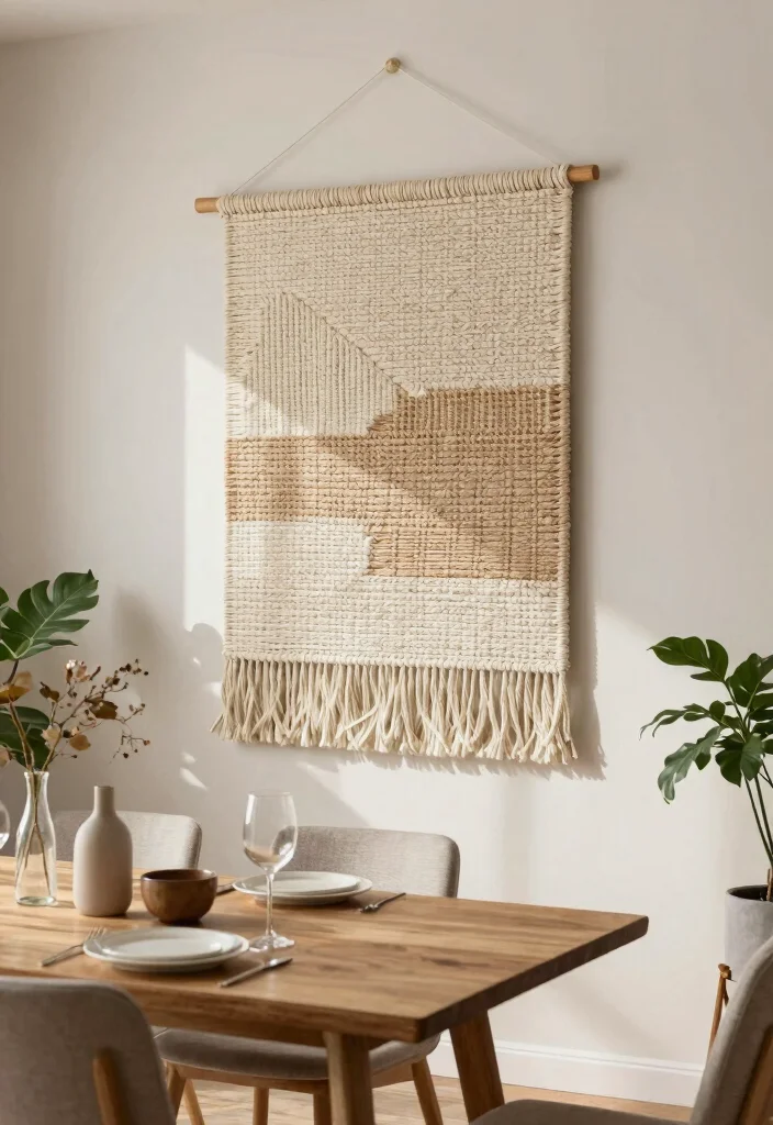 11 Elegant Dining Room Wall Art Ideas Dinner Vibes 5. Woven Wall Hangings 0