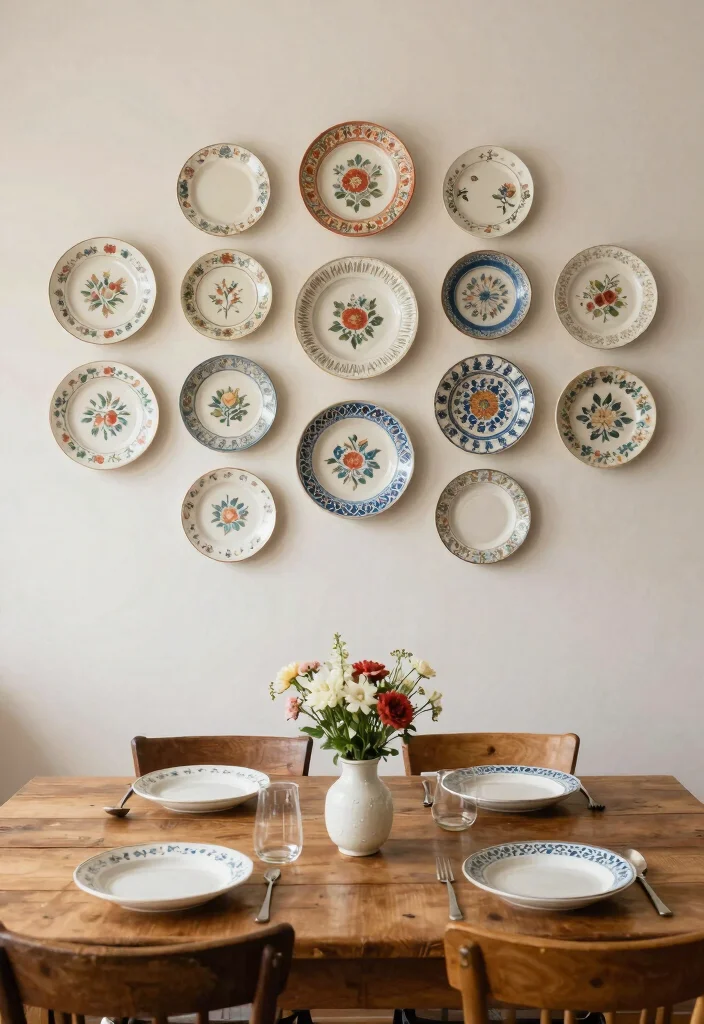 11 Elegant Dining Room Wall Art Ideas Dinner Vibes 6. Vintage Plate Displays 0