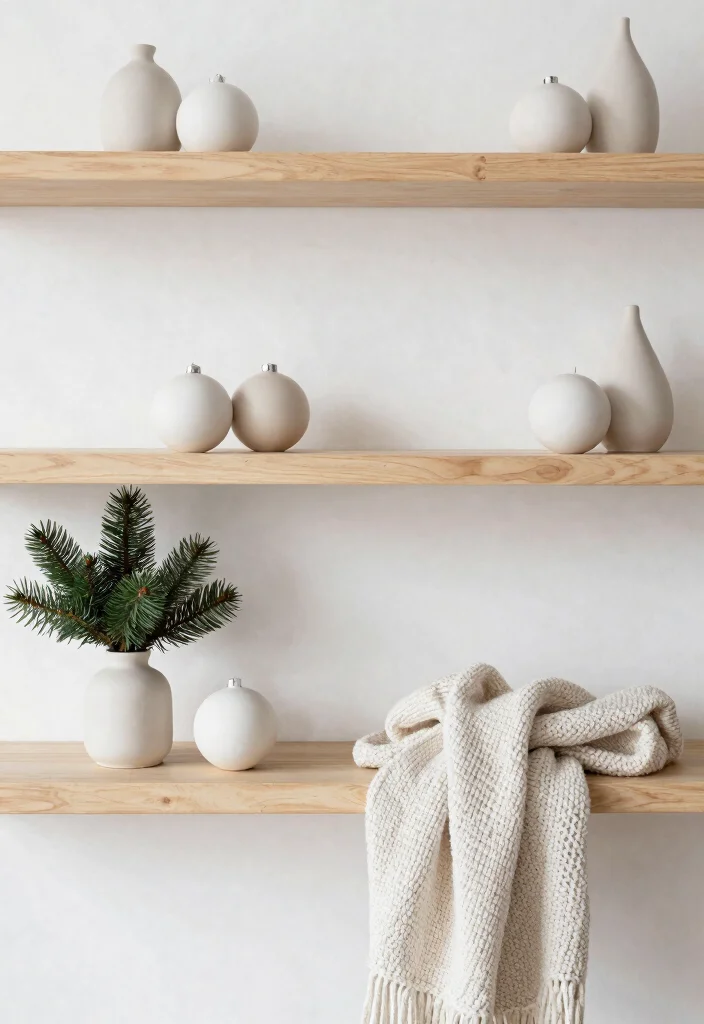 11 Festive Christmas Shelf Decor Ideas for Wall Shelves 1. Scandinavian Simplicity 0