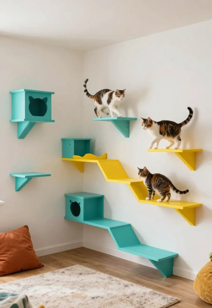11 Fun Cat Wall Shelf Ideas for Indoor Pet Playgrounds 2. L Shaped Shelves for Adventurous Cats 0