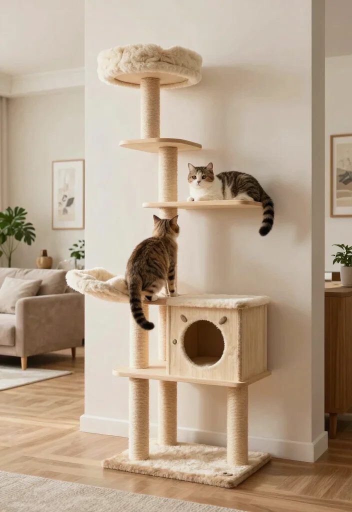 11 Fun Cat Wall Shelf Ideas for Indoor Pet Playgrounds 6. Cat Trees with Wall Integration 0