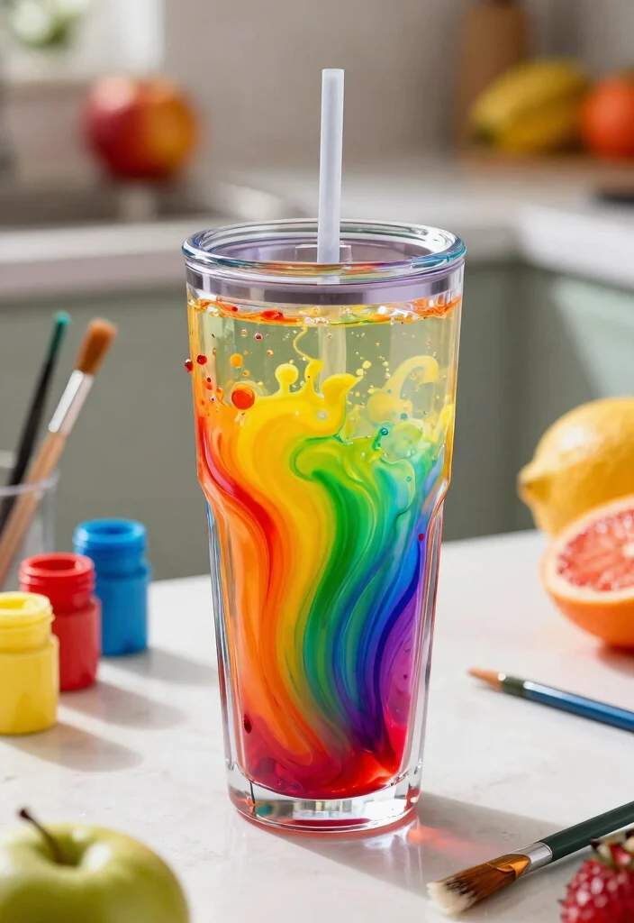 11 Fun Kids Cup Ideas Back to School DIY 1. Rainbow Splash Tumbler 0