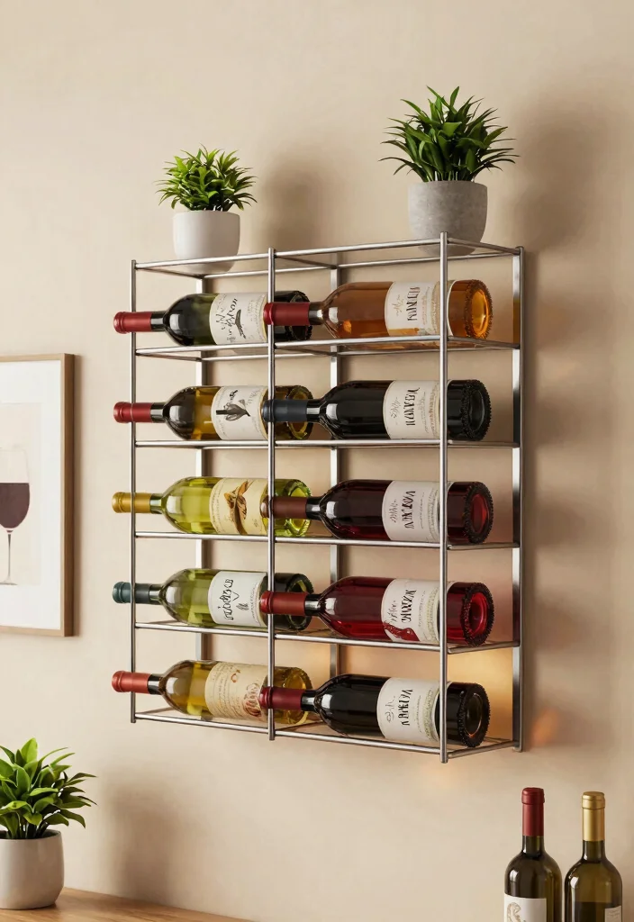 11 Fun Wall Bar Shelf Ideas for Home Entertaining 10. Wall Mounted Wine Rack 0