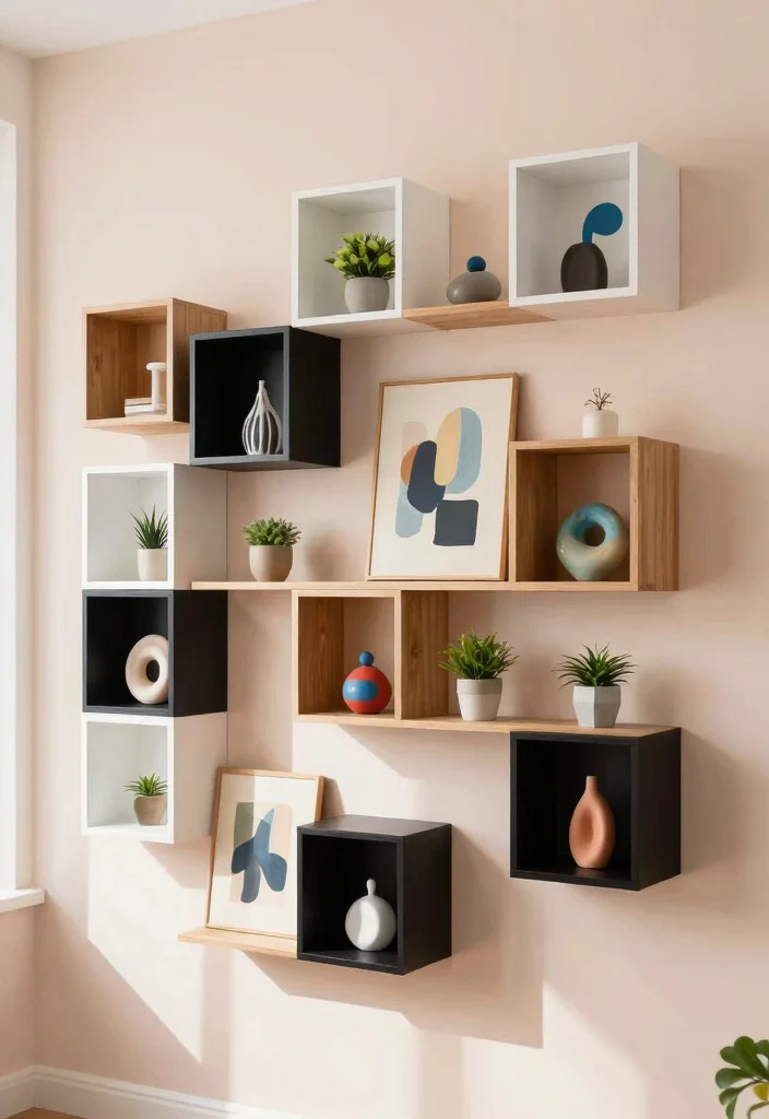 11 Modern Cube Wall Shelf Decor Ideas Sleek Look 1. Geometric Wall Art Display 0