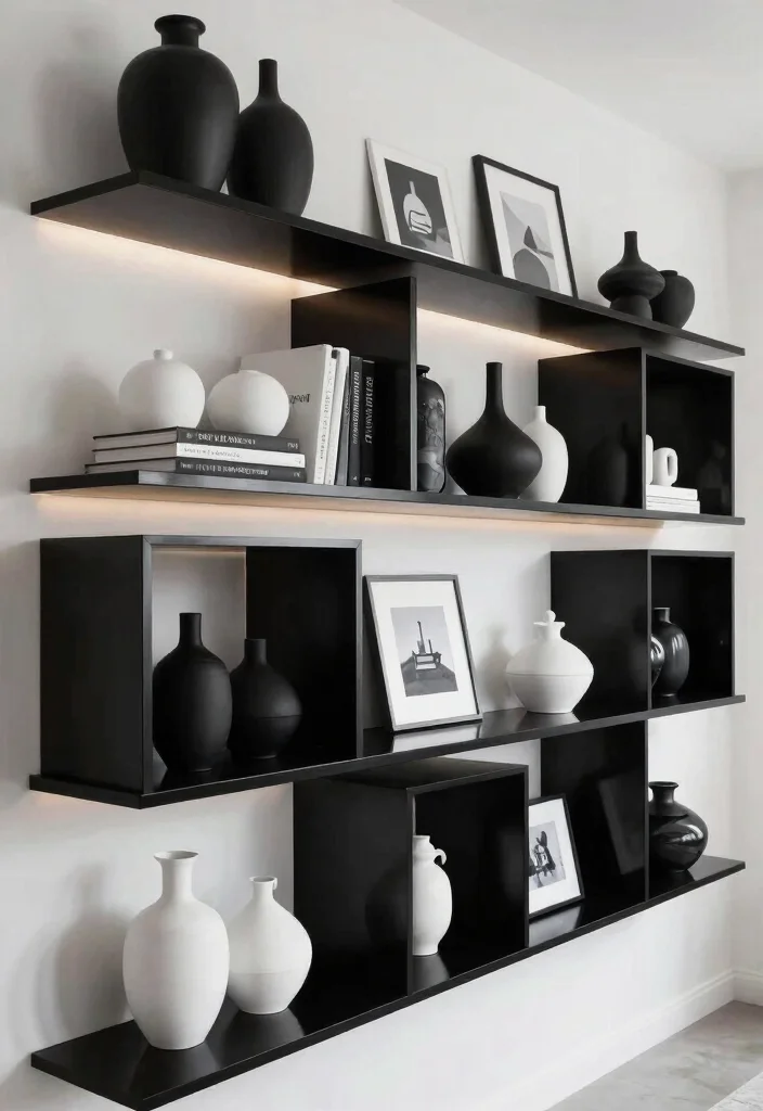 11 Modern Cube Wall Shelf Decor Ideas Sleek Look 3. Monochrome Magic 0