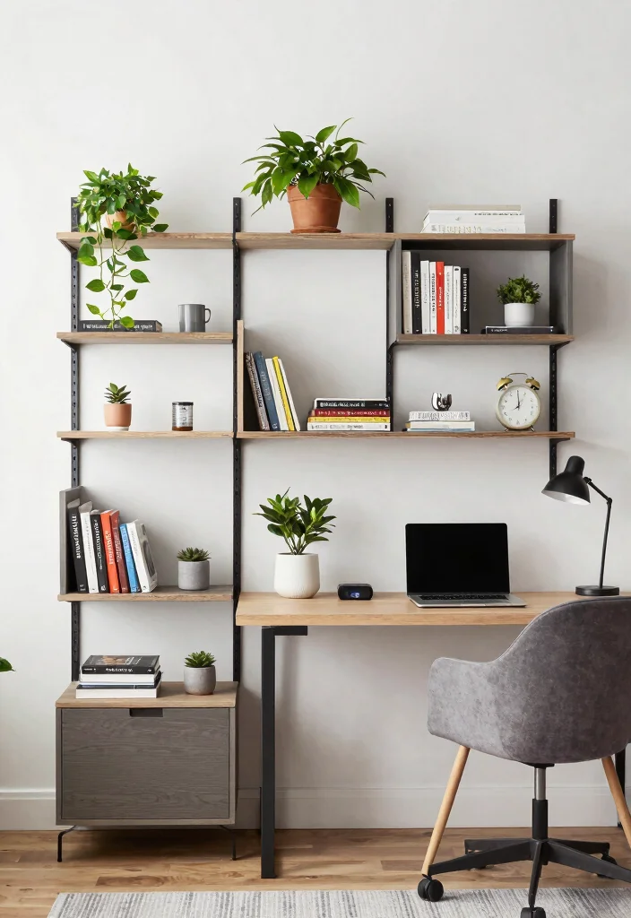 11 Productive Office Wall Shelf Ideas for Remote Work 11. Modular Shelves for Flexibility 0