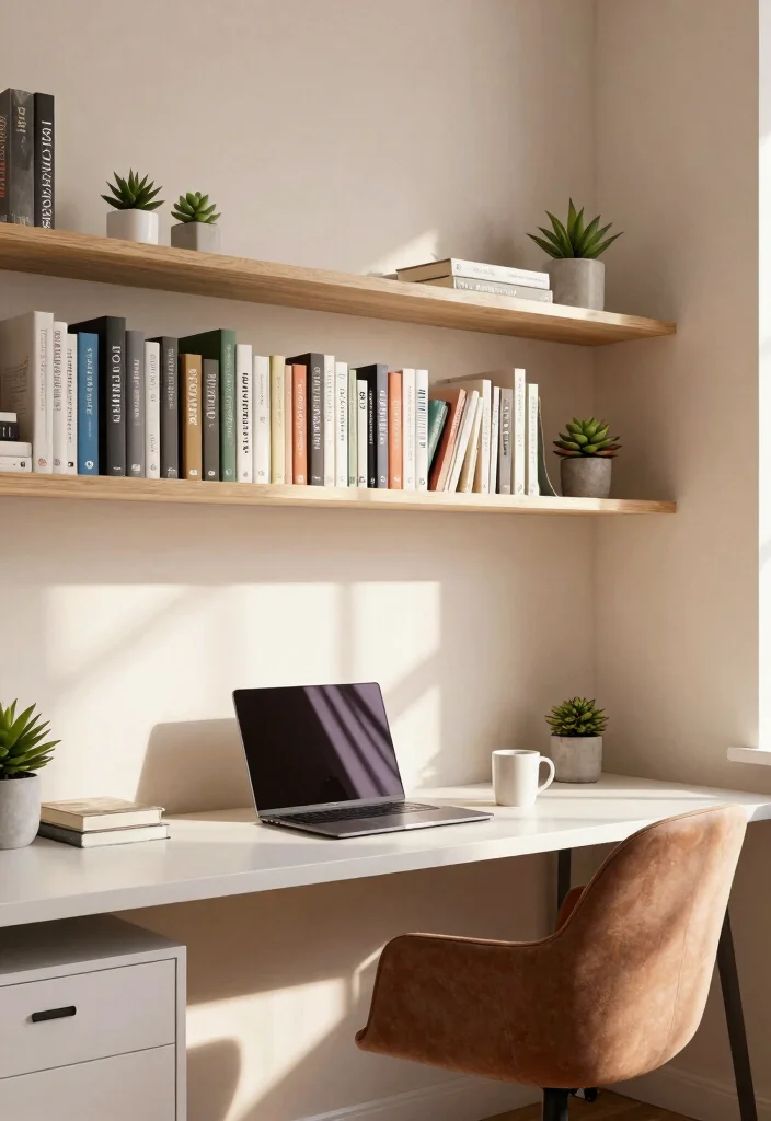 11 Productive Office Wall Shelf Ideas for Remote Work 7. Book Ledges for a Minimalist Approach 0