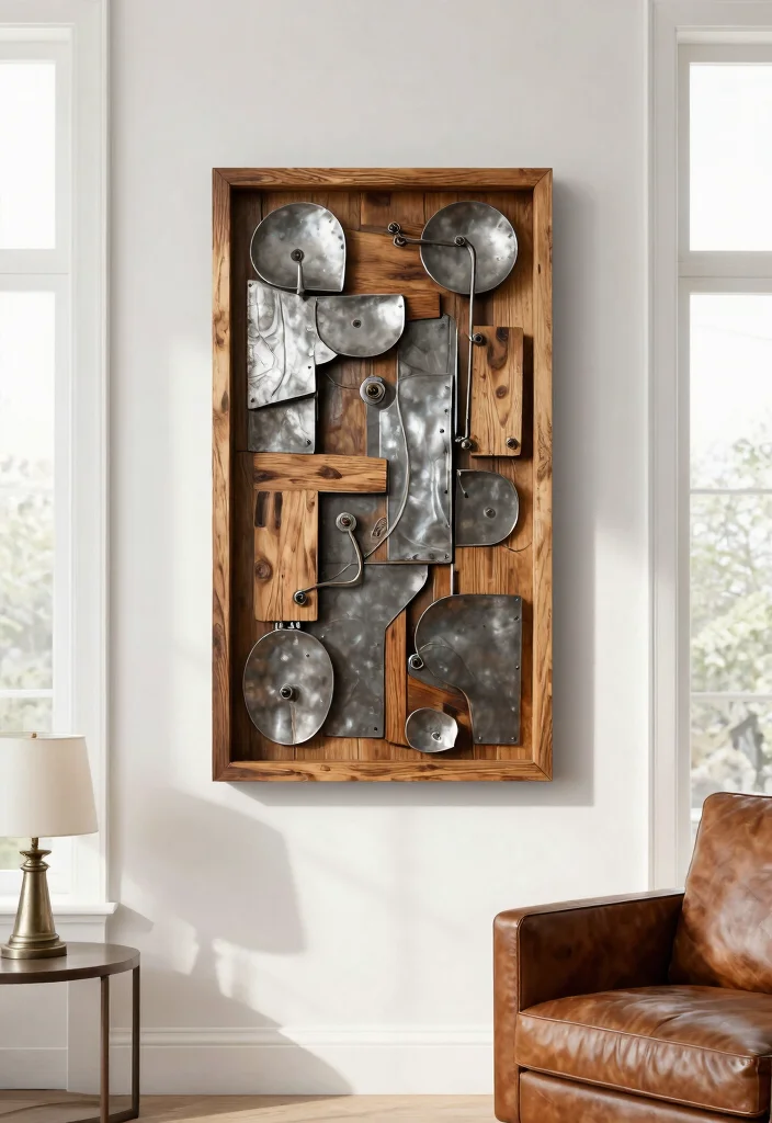 11 Rustic Wooden Wall Art Ideas Modern Farmhouse 5. Wood and Metal Combination Art 0