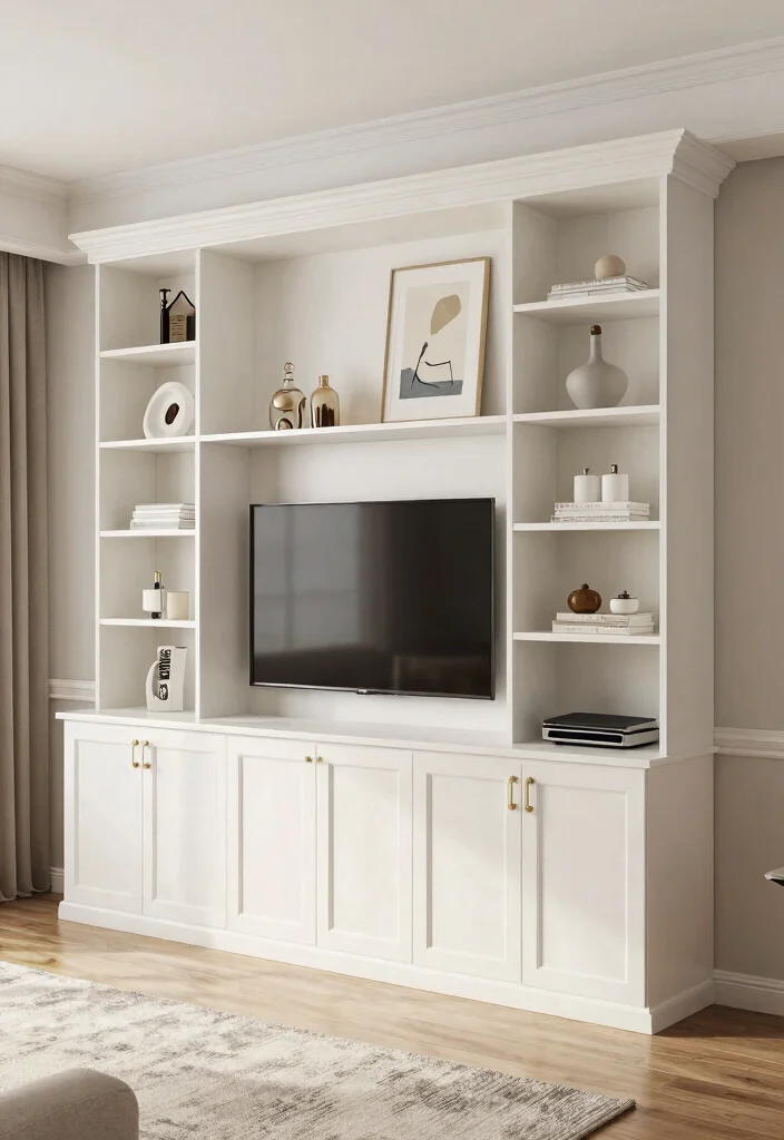 11 Smart TV Wall Shelf Ideas to Hide Messy Cords 3. Built In Shelving Units 0