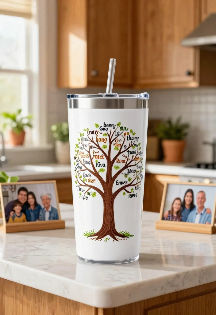 11 Sweet Grandma Tumbler Ideas for Mothers Day 3. Personalized Family Tree Tumbler 0