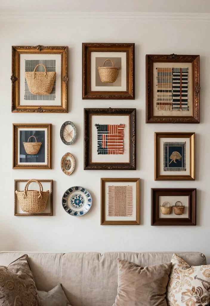 11 Vintage Old Frames Ideas Wall Art Upcycle Hacks 10. Frame a Gallery Wall with a Twist 0