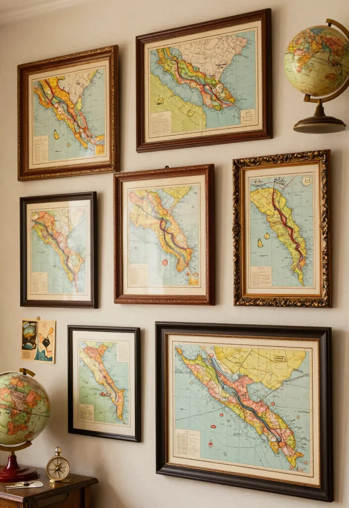 11 Vintage Old Frames Ideas Wall Art Upcycle Hacks 7. Frame Map Wall Art 0