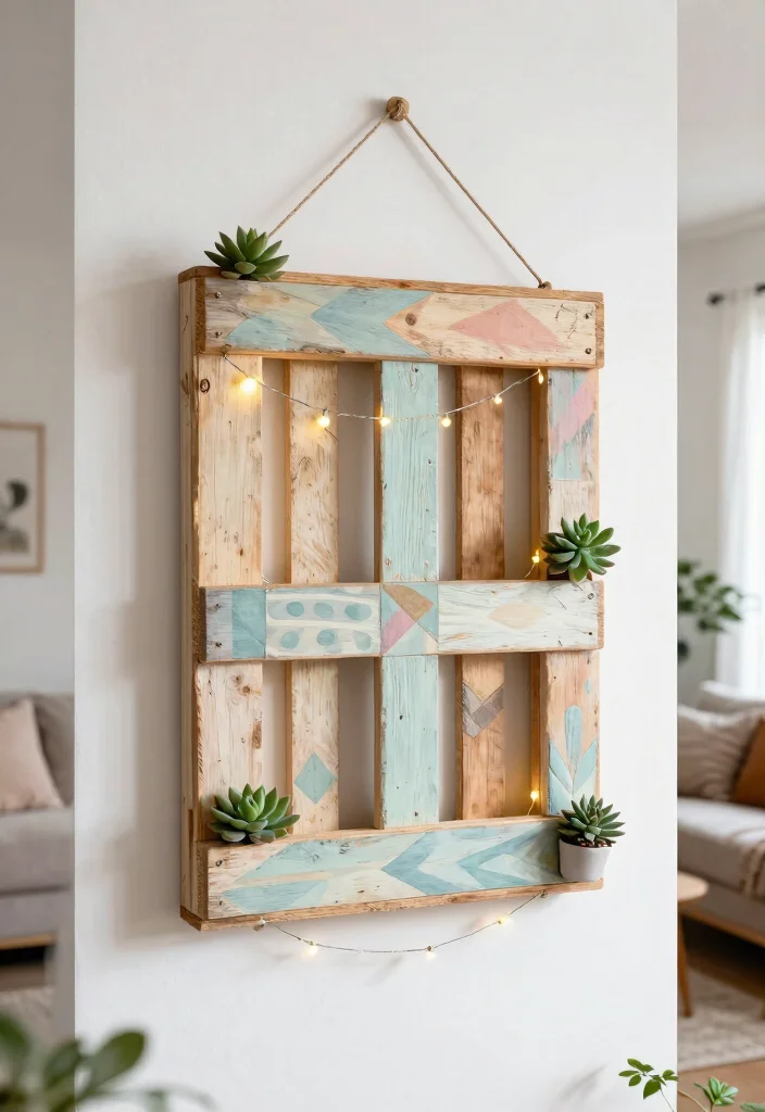13 Best Creative Wall Art Ideas You Can Make Today 1. Upcycled Wooden Pallet Art 0