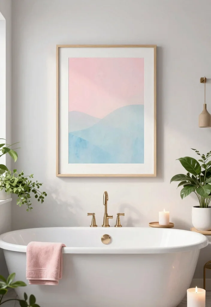 13 Chic Bathroom Picture Ideas Wall Art Spa Vibe 12. Soft Pastel Art 0