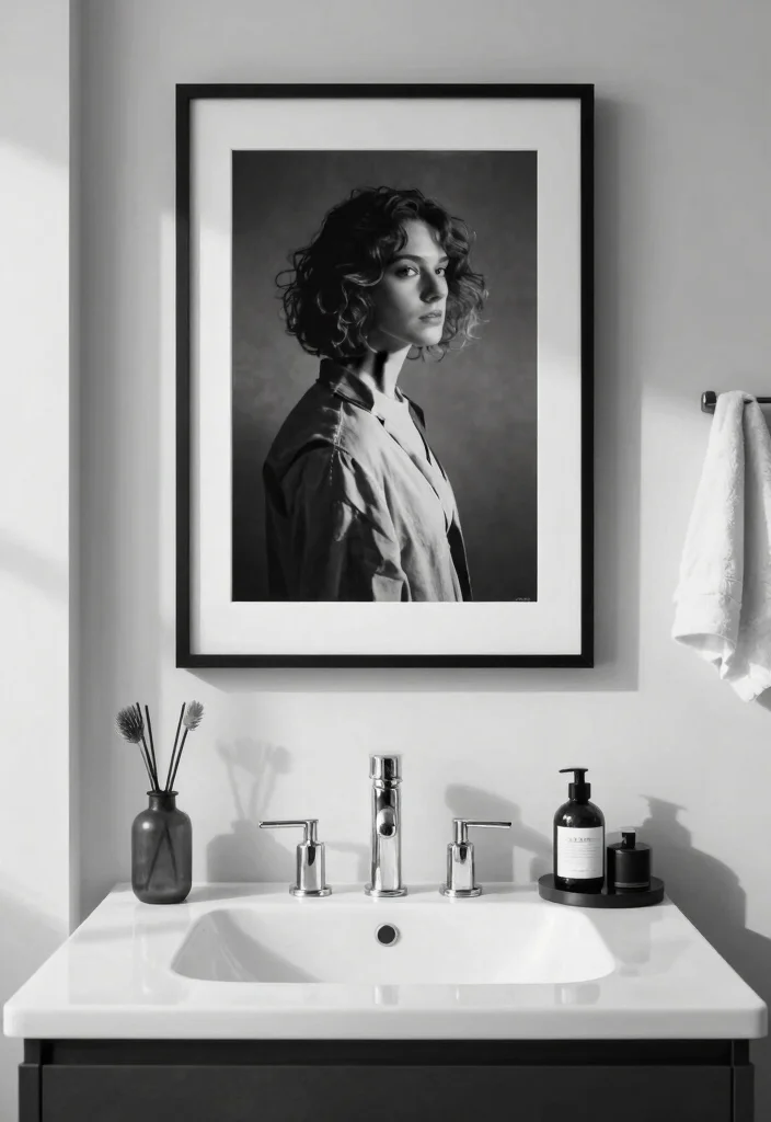 13 Chic Bathroom Picture Ideas Wall Art Spa Vibe 13. Monochrome Elegance 0