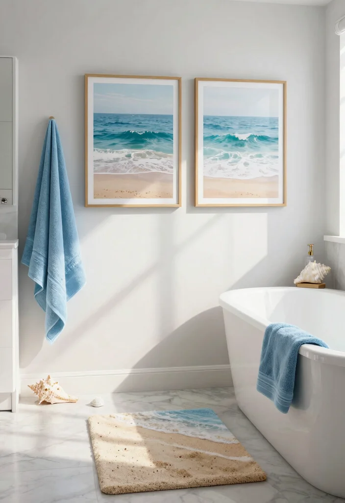 13 Chic Bathroom Picture Ideas Wall Art Spa Vibe 4. Ocean Inspired Art 0
