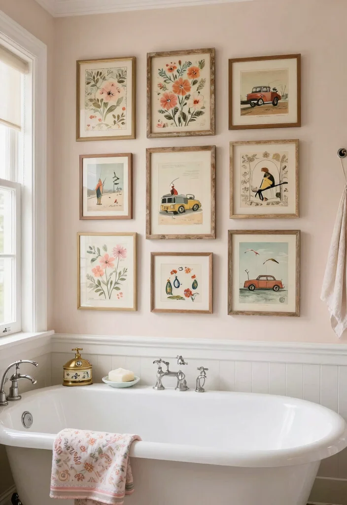 13 Chic Bathroom Picture Ideas Wall Art Spa Vibe 6. Vintage Style Prints 0