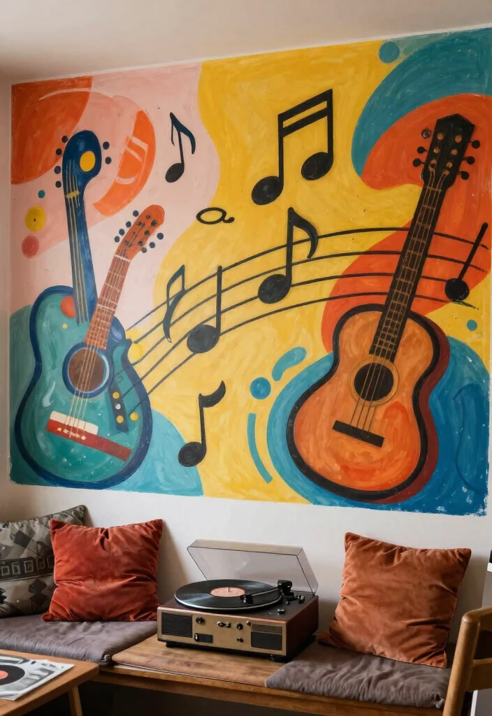 13 Cool Music Wall Decor Ideas for Record Rooms 10. Music Themed Murals 0