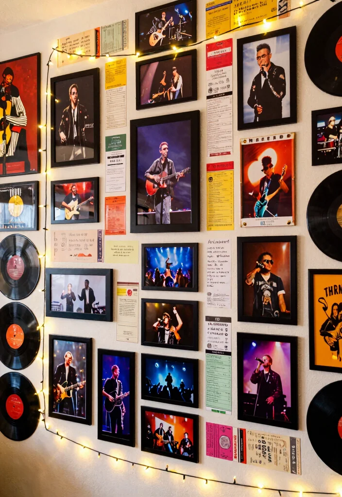 13 Cool Music Wall Decor Ideas for Record Rooms 13. Music Inspired Photo Wall 0