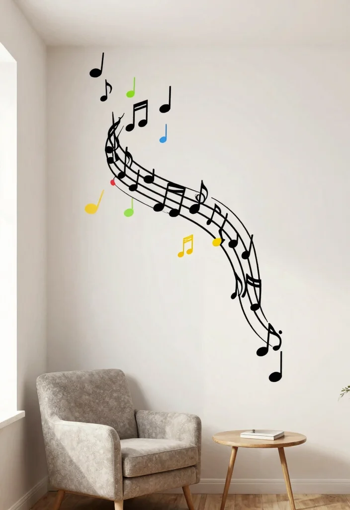 13 Cool Music Wall Decor Ideas for Record Rooms 4. Musical Note Wall Decals 0