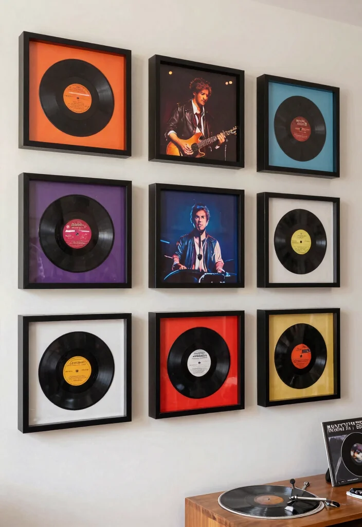 13 Cool Music Wall Decor Ideas for Record Rooms 7. Record Cover Shadow Box Frames 0